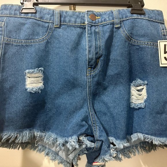Blue Denim Distressed Women Shorts - Picture 2 of 5
